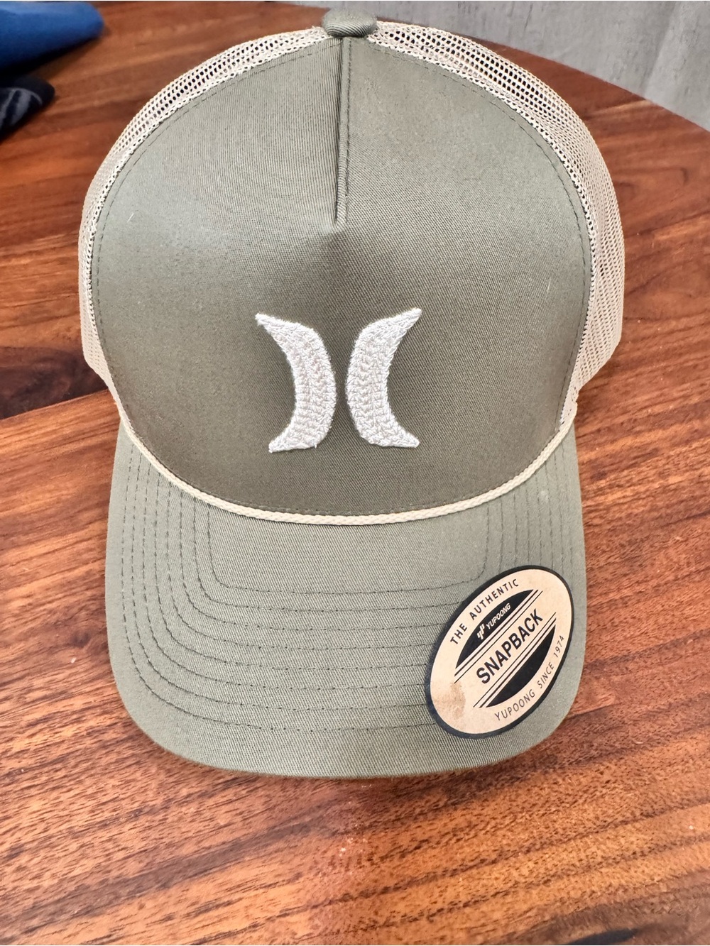Hurley Olive and Beige Trucker Snapback Hat